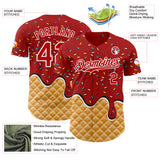 Custom Red-White Ice Cream Waffle Foodie Dessert Authentic Baseball Jersey