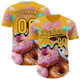 Custom Gold-Black Ice Cream Donut Foodie Dessert Authentic Baseball Jersey