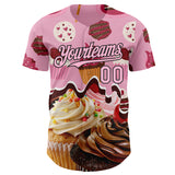Custom Light Pink-Black Ice Cream Cake Foodie Dessert Authentic Baseball Jersey