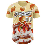 Custom Light Yellow White-Black Ice Cream Cake Foodie Dessert Authentic Baseball Jersey