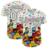 Custom White-Black Candy Ice Cream Sweet Sugar Authentic Baseball Jersey