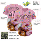 Custom Light Pink-Black Ice Cream Donut  Foodie Dessert Authentic Baseball Jersey