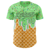 Custom Pea Green-Black Ice Cream Waffle Foodie Dessert Authentic Baseball Jersey