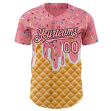 Custom Medium Pink-Black Ice Cream Waffle Foodie Dessert Authentic Baseball Jersey