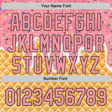 Custom Medium Pink-Black Ice Cream Waffle Foodie Dessert Authentic Baseball Jersey