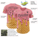 Custom Medium Pink-Black Ice Cream Waffle Foodie Dessert Authentic Baseball Jersey