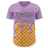 Custom Light Purple-Black Ice Cream Waffle Foodie Dessert Authentic Baseball Jersey