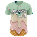 Custom Pea Green White-Black Ice Cream Waffle Foodie Dessert Authentic Baseball Jersey