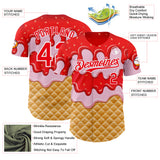 Custom Fire Red-White Ice Cream Waffle Foodie Dessert Authentic Baseball Jersey