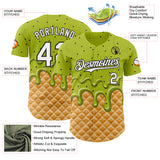 Custom Neon Green White-Black Ice Cream Waffle Foodie Dessert Authentic Baseball Jersey