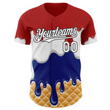 Custom Red White-Black Ice Cream Waffle Foodie Dessert Authentic Baseball Jersey