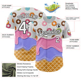 Custom White-Black Ice Cream Waffle Donut Foodie Dessert Authentic Baseball Jersey