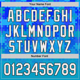 Custom Blue White-Black Puzzle 3D Pattern Design Authentic Baseball Jersey