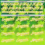 Custom Green White-Yellow Puzzle 3D Pattern Design Authentic Baseball Jersey
