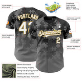 Custom Steel Gray White-Old Gold Puzzle 3D Pattern Design Authentic Baseball Jersey