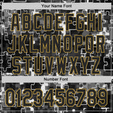 Custom Black-Old Gold Puzzle 3D Pattern Design Authentic Baseball Jersey