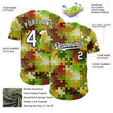 Custom Green White-Black Puzzle 3D Pattern Design Authentic Baseball Jersey