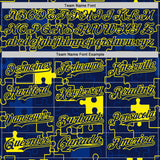 Custom Navy-Light Yellow Puzzle 3D Pattern Design Authentic Baseball Jersey
