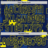 Custom Navy-Light Yellow Puzzle 3D Pattern Design Authentic Baseball Jersey