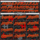 Custom Black Red-Old Gold Puzzle 3D Pattern Design Authentic Baseball Jersey
