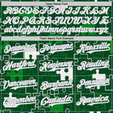 Custom Green White-Gray Puzzle 3D Pattern Design Authentic Baseball Jersey
