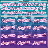 Custom Teal Pink Purple-White Gradient Puzzle 3D Pattern Design Authentic Baseball Jersey