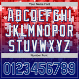 Custom Red Royal-White Gradient Puzzle 3D Pattern Design Authentic Baseball Jersey
