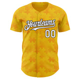 Custom Gold White-Black Puzzle 3D Pattern Design Authentic Baseball Jersey