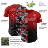 Custom Red Black-Gray Half Camo Ombre Authentic Baseball Jersey