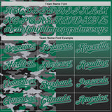 Custom Kelly Green Black-Gray Half Camo Ombre Authentic Baseball Jersey