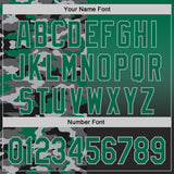 Custom Kelly Green Black-Gray Half Camo Ombre Authentic Baseball Jersey