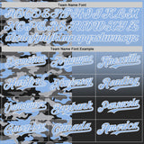 Custom Light Blue Black-White Half Camo Ombre Authentic Baseball Jersey