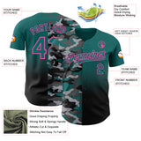 Custom Teal Black-Pink Half Camo Ombre Authentic Baseball Jersey