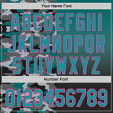 Custom Teal Black-Pink Half Camo Ombre Authentic Baseball Jersey