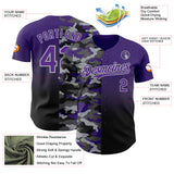 Custom Purple Black-Gray Half Camo Ombre Authentic Baseball Jersey