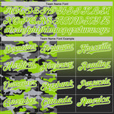 Custom Neon Green Black-White Half Camo Ombre Authentic Baseball Jersey