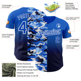 Custom Thunder Blue Navy-White Half Camo Ombre Authentic Baseball Jersey