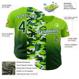 Custom Neon Green Green-White Half Camo Ombre Authentic Baseball Jersey