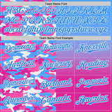 Custom Electric Blue Deep Pink-White Half Camo Ombre Authentic Baseball Jersey