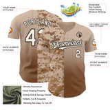 Custom Cream Brown-Black Half Camo Ombre Authentic Baseball Jersey