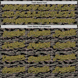Custom Olive Black-Old Gold Half Camo Ombre Authentic Baseball Jersey