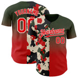Custom Black Fire Red-Cream Half Camo Ombre Authentic Baseball Jersey