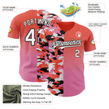 Custom Orange White Pink-Black Half Camo Ombre Authentic Baseball Jersey