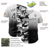 Custom White Steel Gray-Black Half Camo Ombre Authentic Baseball Jersey
