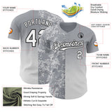 Custom Gray White-Black Half Camo Ombre Authentic Baseball Jersey