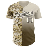 Custom Cream Olive-Black Half Camo Ombre Authentic Baseball Jersey