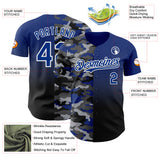 Custom Royal Black-White Half Camo Ombre Authentic Baseball Jersey