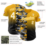 Custom Gold White-Black Half Camo Ombre Authentic Baseball Jersey
