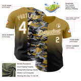 Custom Old Gold White-Black Half Camo Ombre Authentic Baseball Jersey