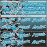 Custom Panther Blue Black-White Half Camo Ombre Authentic Baseball Jersey